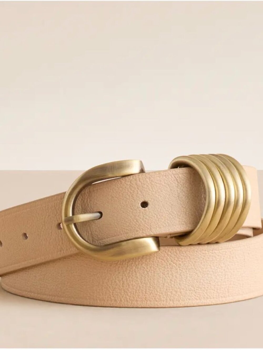 Free People Rory Leather Belt - S/M - Cream - Brass Buckle Boho Western